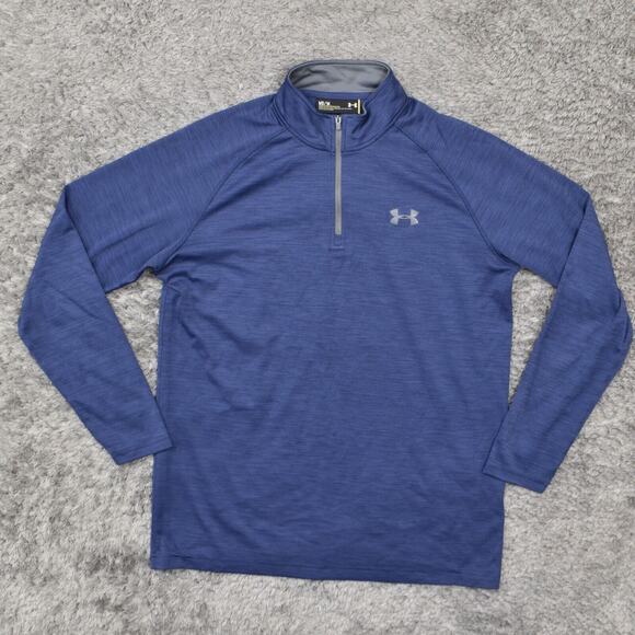 Under Armour Women's Size M Pullover Sweater 1/4 Zip Blue Long Sleeve Polyester - Picture 1 of 8